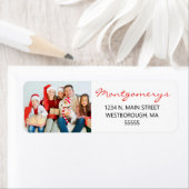 Étiquette Christmas Family Photo Script Retourner Adresse (En situation)