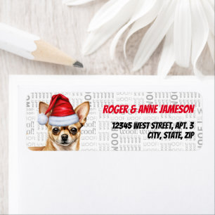 Étiquette Christmas Fawn Chihuahua Père Noël Adresse de reto
