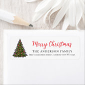 Étiquette Christmas Floral Elegant Simple Return Address (En situation)