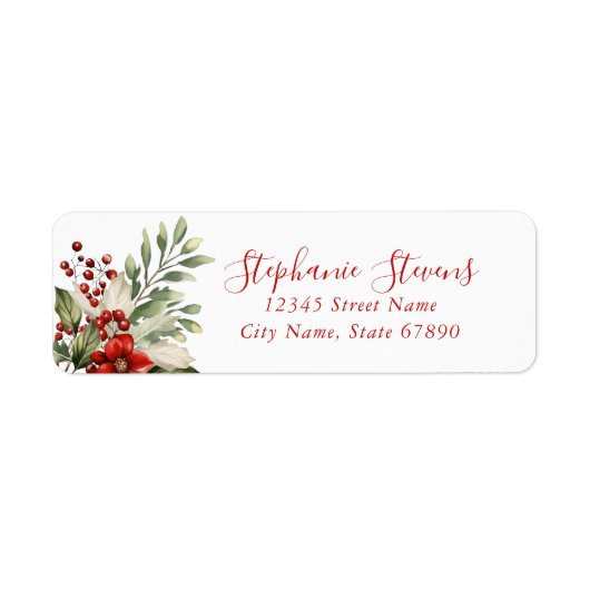 Étiquette Christmas Floral Return Address Labels (Devant)