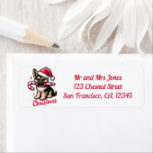 Étiquette Christmas German Shepherd Adresse de retour (En situation)