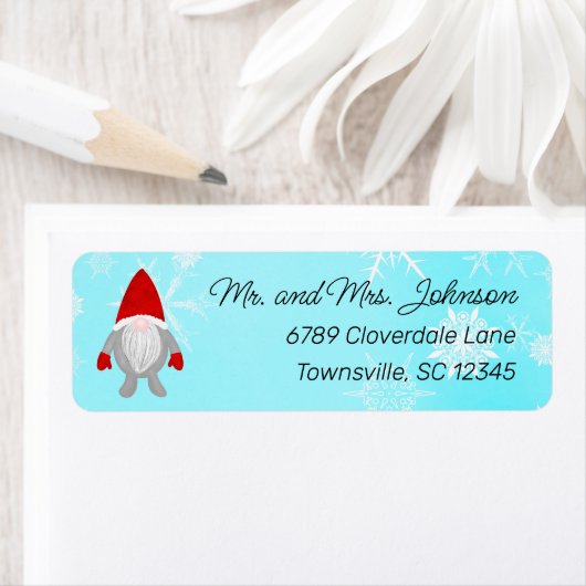 Étiquette Christmas Gnome Adresse de retour (En situation)