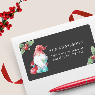 Étiquette Christmas Gnome Holly Plante Famille Adresse de re