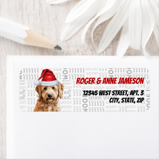 Étiquette Christmas Goldendoodle Amoureux des chiens Retour (En situation)