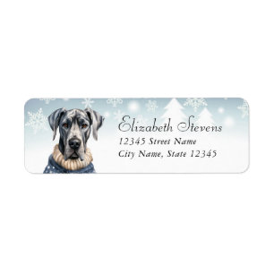 Étiquette Christmas Great Dane Chien Retourner l'adresse Éti