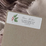 Étiquette Christmas Greenery & Berry Adresse de retour Label<br><div class="desc">Ces étiquettes d'adresse de retour de la verdure et de la baie de Noël sont parfaites pour un mariage de décembre. Le design des vacances d'hiver est composé d'une branche blanche d'aquarelle verte à la sauge douce avec des branches de baies rouges classiques. Ces étiquettes peuvent être utilisés pour un...</div>