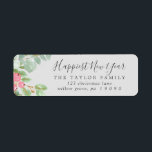 Étiquette Christmas Greenery Bonne année Adresse<br><div class="desc">Ces étiquettes d'adresse de retour de Noël Happiest New Year sont parfaites pour une simple carte de vacances ou une invitation. Le design des vacances d'hiver est composé d'eucalyptus vert sauge doux et de plantes modernes avec des sprigs de baies rouges classiques.</div>