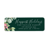 Étiquette Christmas Greenery Happiest Holidays Adresse (Devant)