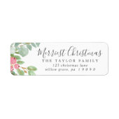 Étiquette Christmas Greenery Merriest Christmas Address (Devant)