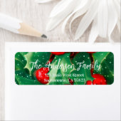 Étiquette Christmas Greenery Red Berries Adresse de retour (En situation)