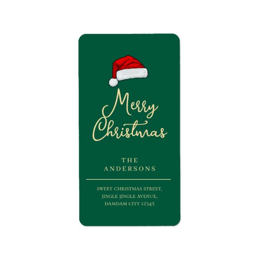 Étiquette Christmas Hat Elegant Simple Return Address (Devant)