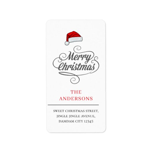 Étiquette Christmas Hat Elegant Simple Return Address (Devant)