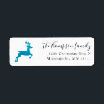 Étiquette Christmas Holiday Green Reindeer Return Adresse<br><div class="desc">Étiquette d'adresse de retour festive pour la saison de Noël avec une silhouette verte d'un renne.</div>