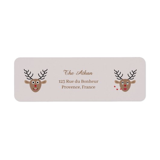 Étiquette Christmas Holiday Reindeer Blush Adresse de retour (Devant)
