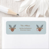 Étiquette Christmas Holiday Reindeer Dusty Blue Adresse (En situation)