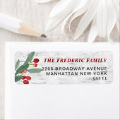 Étiquette Christmas Holly Berry Rustic Birch Adresse de reto (En situation)