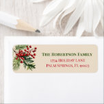 Étiquette Christmas Holly Pine Beige Adresse de retour<br><div class="desc">Christmas Holly Pine Red Green on Beige retour étiquettes d'adresse à utiliser lors de l'envoi de vos cartes de Noël ou invitations de fête de vacances.</div>