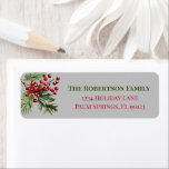 Étiquette Christmas Holly Pine Grey Adresse de retour<br><div class="desc">Christmas Holly Pine Red Green on Grey retourner les étiquettes d'adresse à utiliser lors de l'envoi de vos cartes de Noël ou invitations de fête de Noël.</div>