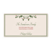 Étiquette Christmas Holly Red Berries Holiday retour Adresse (Devant)