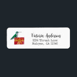 Étiquette Christmas Hummingbird  Label<br><div class="desc">Pretty return address label featuring a female ruby-throated hummingbird sitting on a Christmas present. The font style,  font size and color can be changed by clicking on "Edit using design tool."</div>