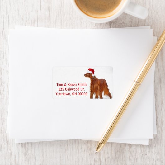 Étiquette Christmas Irish Setter (En situation)
