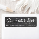 Étiquette Christmas Joy Peace Love Custom Chalkboard<br><div class="desc">Envoyez vos cartes en style avec cette étiquette d'adresse de retour personnalisée "Joy Peace Love".</div>