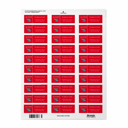 Étiquette Christmas Joy to the World Hummingbird Custom (Feuille entière)