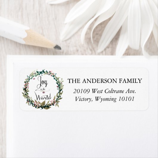 Étiquette Christmas Joy Wreath (En situation)