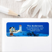 Étiquette Christmas Lighthouse Adresse de retour (En situation)