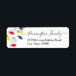 Étiquette Christmas Lights Adresse postale Nom de famille Ét<br><div class="desc">Vacances amusantes lumières de Noël retourner les étiquettes d'adresse. Tout le texte est personnalisable.</div>