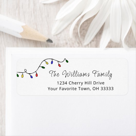 Étiquette Christmas Lights Festive Moderne Adresse de retour (En situation)