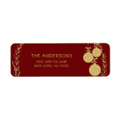 Étiquette Christmas Maroon Gold Parties scintillant Adresse  (Devant)