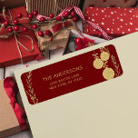 Étiquette Christmas Maroon Gold Parties scintillant Adresse<br><div class="desc">Elégant Maroon Gold Parties scintillant Wreath Christmas Retours Adresse Design. Faites une impression époustouflante avec cette élégante Parties scintillant en or Maroon Wreath Joyeux Noël personnalisé Nom et adresse design. Le design captivant est orné d'une couronne ornée d'une parties scintillant dorée chatoyante et de Baubles festifs, créant un parfait mélange...</div>