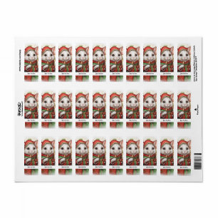 Étiquette Christmas Mouse 48 Votre texte ici