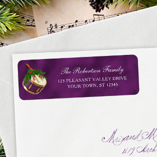 Étiquette Christmas Music Drum Purple Adresse de retour