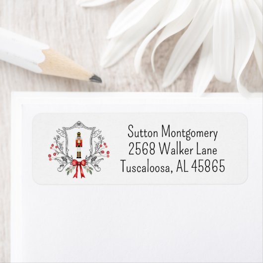 Étiquette Christmas Nutcracker Crest Adresse (En situation)