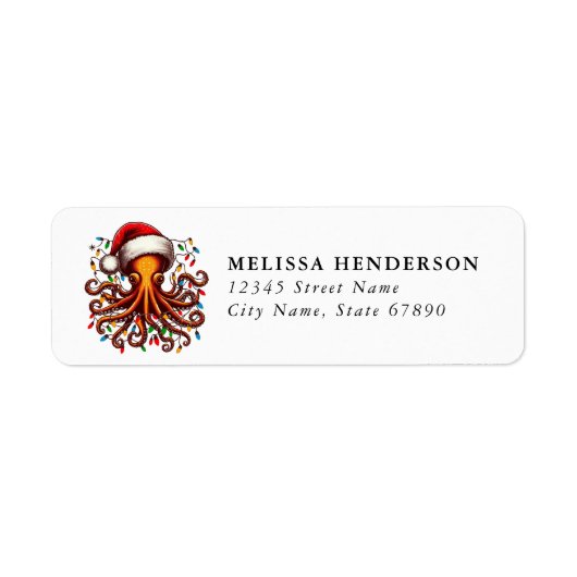 Étiquette Christmas Octopus Return Address Labels (Devant)