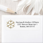 Étiquette Christmas or snowflacon personnalisé Retour Adress<br><div class="desc">Élégant mignon flocon doré coutume noir et blanc Retourner étiquettes d'adresse Super pour Noël et les Fêtes</div>