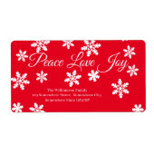 Étiquette Christmas Peace Love Joy White Snowflake Script (Devant)