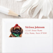 Étiquette Christmas Pekingese Chien Retourner Adresse Étique (En situation)