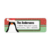 Étiquette Christmas Penguin Chevron Motif Adresse de retour (Devant)