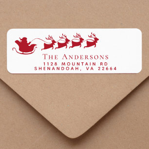 Étiquette Christmas Père Noël Reindeer Adresse de retour