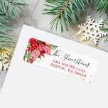 Étiquette Christmas Poinsettia Gold Splash Adresse de retour<br><div class="desc">Envoyez-moi un courriel à JMR._Designs@yahoo.com si vous avez besoin d'aide ou si vous avez des demandes spéciales.</div>