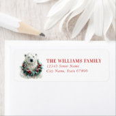 Étiquette Christmas Polar Bear Return Address Labels (En situation)