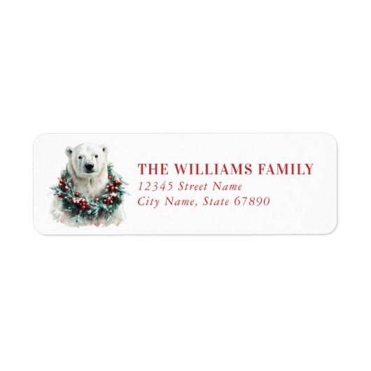 Étiquette Christmas Polar Bear Return Address Labels (Devant)