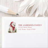 Étiquette Christmas Polar Bear Return Address Labels (En situation)