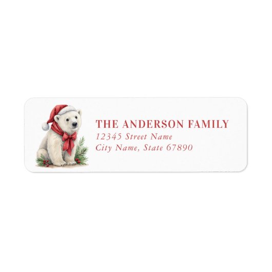 Étiquette Christmas Polar Bear Return Address Labels (Devant)