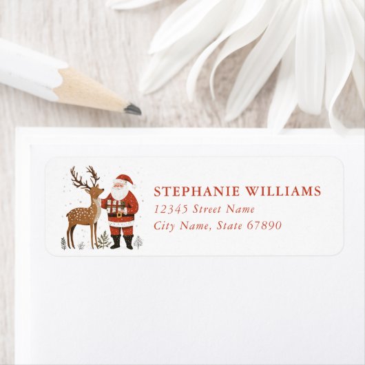 Étiquette Christmas Reindeer Return Address Labels (En situation)