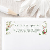 Étiquette Christmas Return Address holly berries (En situation)