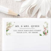 Étiquette Christmas Return Address holly berries (En situation)